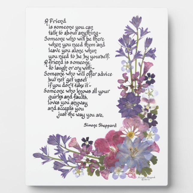 Placa Expositora Poema de amistad (Frente)