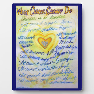 Placa Expositora Poema de cáncer de azul y oro pintando el arte