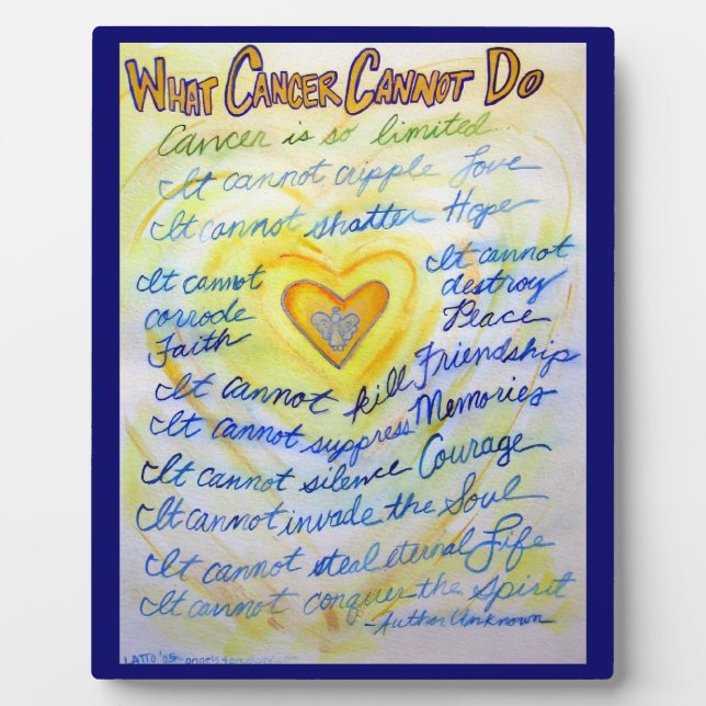 Placa Expositora Poema de cáncer de azul y oro pintando el arte (Frente)