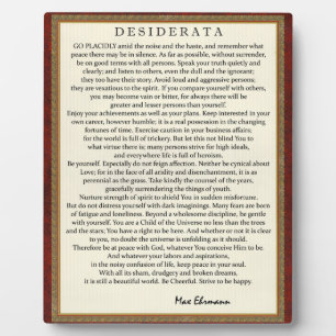 Placa Expositora Poema de Desiderata de estilo tradicional de Max E