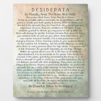 Placa Expositora Poema de Desiderata en bosque desierto abstracto