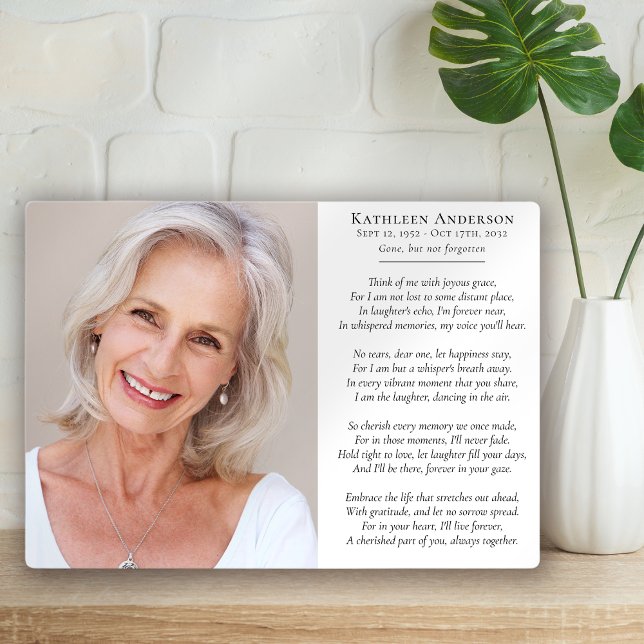 Placa Expositora Poema de Pensar en Mí Foto Memorial de Condolencia (Subido por el creador)