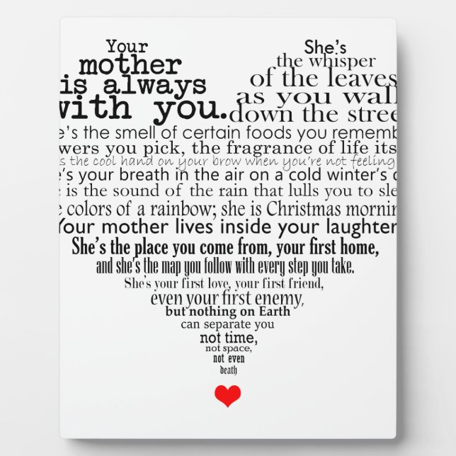 Placa Expositora Poema del día de la madre (Frente)