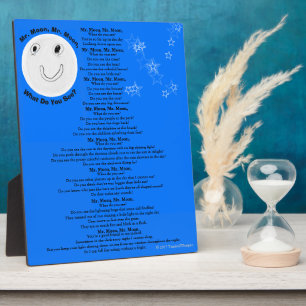 Placa Expositora Poema infantil Sr Luna Niños Estrellas Azules Blan