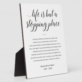 Placa Expositora Poema Memorial Life Is But A Stopping Place