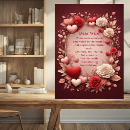 Placa Expositora Poema Romántico Parejas Rosas Rojas Corazones Vint