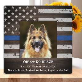 Placa Expositora Policía K9 Memorial Caída Oficial Perro de Policía