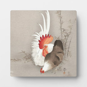 Placa Expositora Pollo y Gallo de Ohara Koson