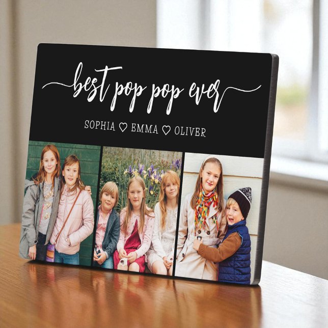 Placa Expositora Pop Pop Best Grandpa Grandchildren Photo Collage (Subido por el creador)