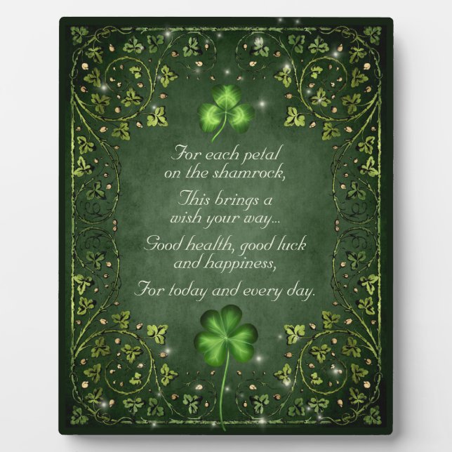 Placa Expositora Por cada Petal en el Shamrock - Diciendo irlandés (Frente)