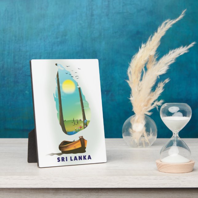 Placa Expositora Poster de turismo de mapas ilustrado de Sri Lanka. (Lado)