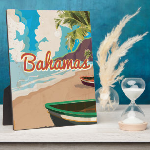 Placa Expositora Póster de viaje vintage de Las Bahamas.