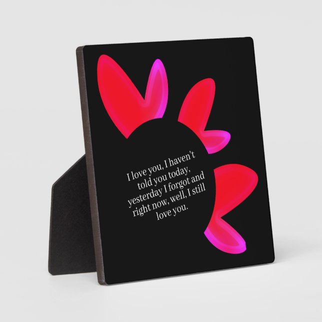 Placa Expositora Póster negro con corazones rojos y rosas. (Anverso)