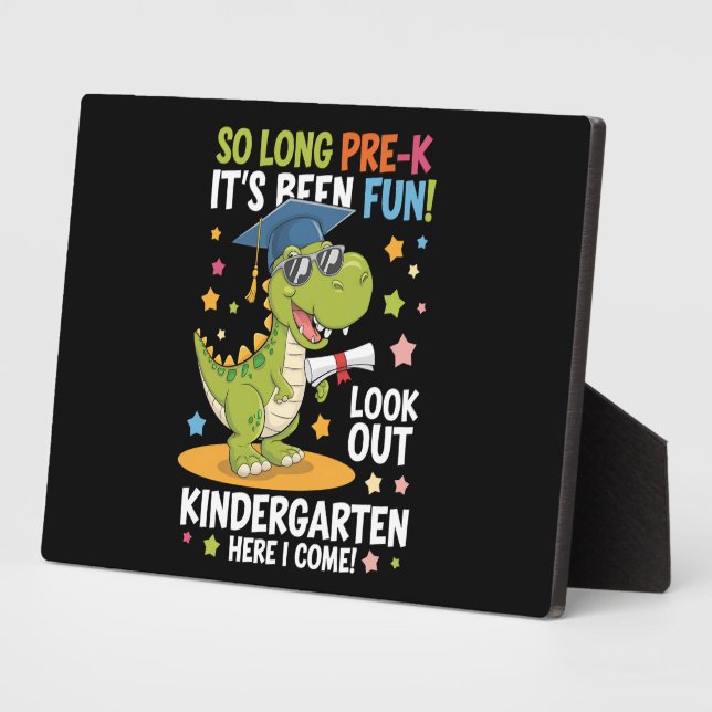 Placa Expositora Pre K Graduado Kindergarten Dinosaur T Rex (Lado)