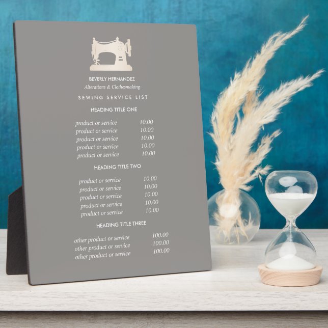 Placa Expositora Precio de la máquina de coser de oro Seamstress Gr (Lado)