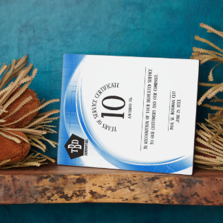 Placa Expositora Premio al aniversario de la ola azul de 10 años de