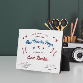 Placa Expositora Premio al equipo de béisbol infantil personalizado