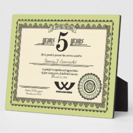 Placa Expositora Premio al servicio de empleo por color de personal