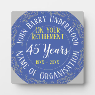 Placa Expositora Premio de Jubilación y Largo Servicio