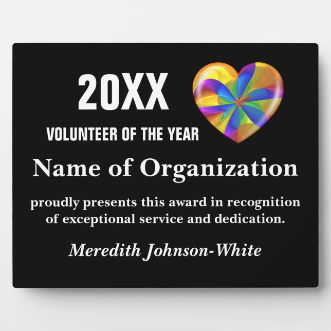 Placa Expositora Premio de Voluntarios del Año (Frente)