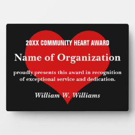 Placa Expositora Premio de Voluntarios del Corazón de la Comunidad