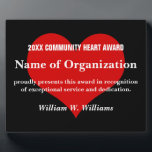 Placa Expositora Premio de Voluntarios del Corazón de la Comunidad<br><div class="desc">Sus voluntarios dedicados son valiosos más allá de toda medida. Nuestros regalos únicos y objetos personalizados reconocen y celebran el compromiso y el trabajo duro de sus voluntarios. ¡Los voluntarios son el alma de su organización, así que asegúrense de que bombean de energía! Entendemos que los voluntarios son importantes para...</div>