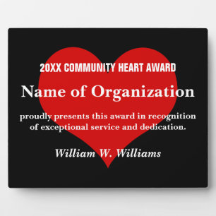 Placa Expositora Premio de Voluntarios del Corazón de la Comunidad