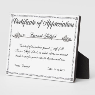 Placa Expositora Premio Personalizado de Certificado de Reconocimie