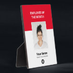 Placa Expositora Premios fotográficos a empleados de Personalizado<br><div class="desc">Placa de Apreciación de Empleado Personalizado Rojo del mes con foto,  logotipo de la empresa de negocios,  nombre del empleado y título. Cualquier color,  cualquier tipo de letra,  sin mínimos.</div>