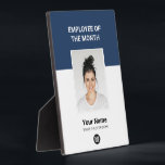 Placa Expositora Premios fotográficos de personalizado<br><div class="desc">placa de Apreciación de Empleado personalizado del mes con foto,  logotipo de la empresa de negocios,  nombre del empleado y título. Cualquier color,  cualquier tipo de letra,  sin mínimos.</div>