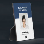 Placa Expositora Premios fotográficos de personalizado<br><div class="desc">placa de Apreciación de Empleado personalizado del mes con foto,  logotipo de la empresa de negocios,  nombre del empleado y título. Cualquier color,  cualquier tipo de letra,  sin mínimos.</div>
