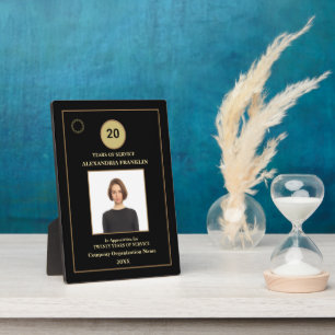 Placa Expositora Premios Oro Con Logotipo De Foto De Años De Servic