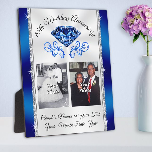 Placa Expositora Presentaciones de tu 65º aniversario Boda de 1, 2  (65 year wedding anniversary gifts for parents, grandparents. Sapphire, 65th anniversary gift.)