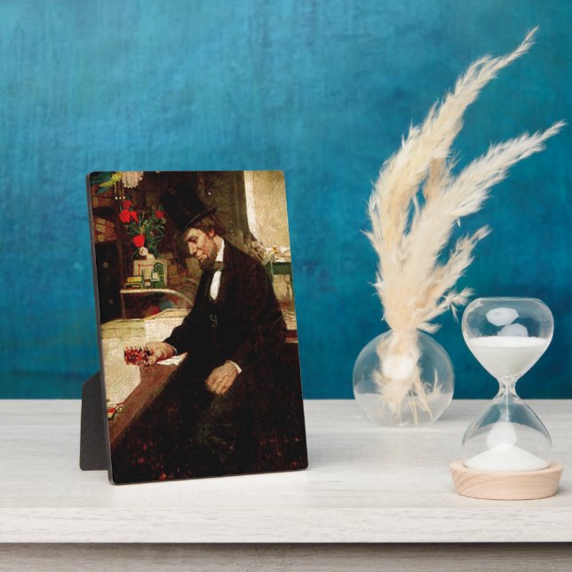 Placa Expositora Presidente Abraham Lincoln con Rosa y Gorra (Lado)