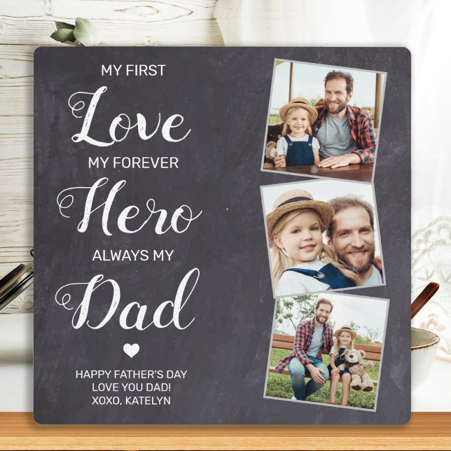 Placa Expositora Primer amor para héroe personalizado 3 foto papá (Subido por el creador)