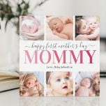 Placa Expositora Primer Collage de fotos del Día de la Madre<br><div class="desc">Elegante placa de la primera foto de Día de la Madre con el dicho "feliz primer día de la madre,  mamá",  6 fotos para que las reemplace con las tuyas,  y el nombre de los niños.</div>
