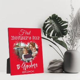 Placa Expositora Primer día de la madre como abuela Corazón Rojo