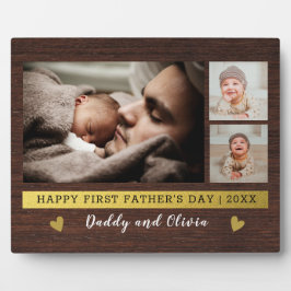 Placa Expositora Primer Día del Padre 3 Collage de fotos Madera Rús