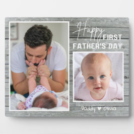 Placa Expositora Primer Día del Padre Nuevo Padre 2 Foto Madera gri