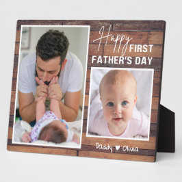 Placa Expositora Primer Día del Padre Nuevo Papá 2 Foto Pallet Wood