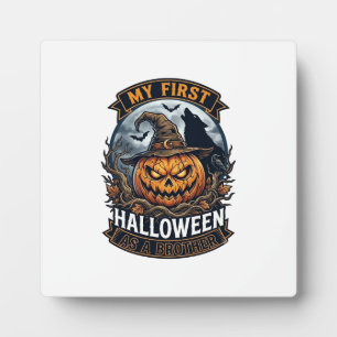 Placa Expositora Primer Halloween como hermano Pumpkin Wolf Moon_1