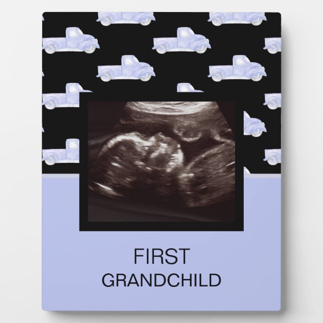Placa Expositora Primer nieto Blue Ultrasound Grandparent Gift (Frente)