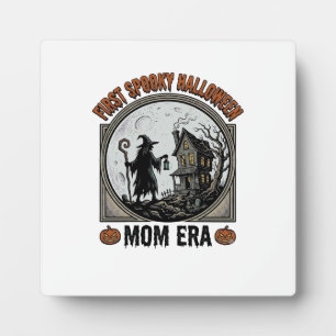 Placa Expositora Primera Mamá de Halloween Grabado Antiguo Bruja Em