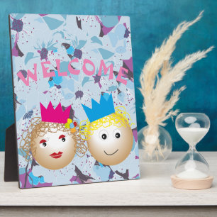 Placa Expositora príncipe y princesa en cuento de hadas, flor flora