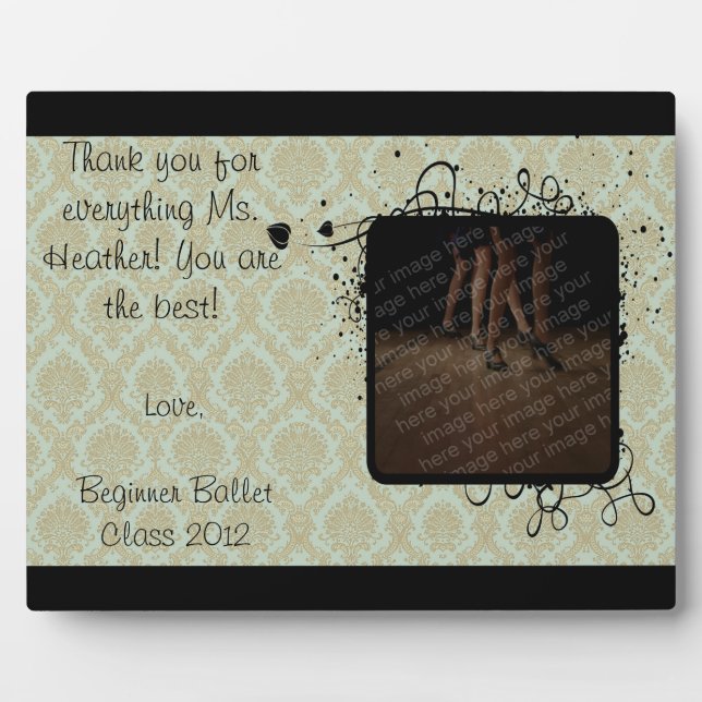 Placa Expositora Profesora de danza Gratitude Plaque (Frente)