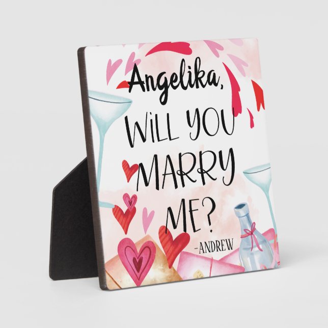 Placa Expositora Propuesta matrimonial | ¿Te Casarás Conmigo? Nombr (Anverso)