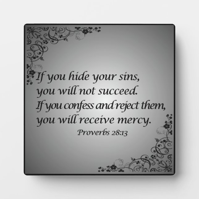 Placa Expositora Proverbios 28:13 (Frente)