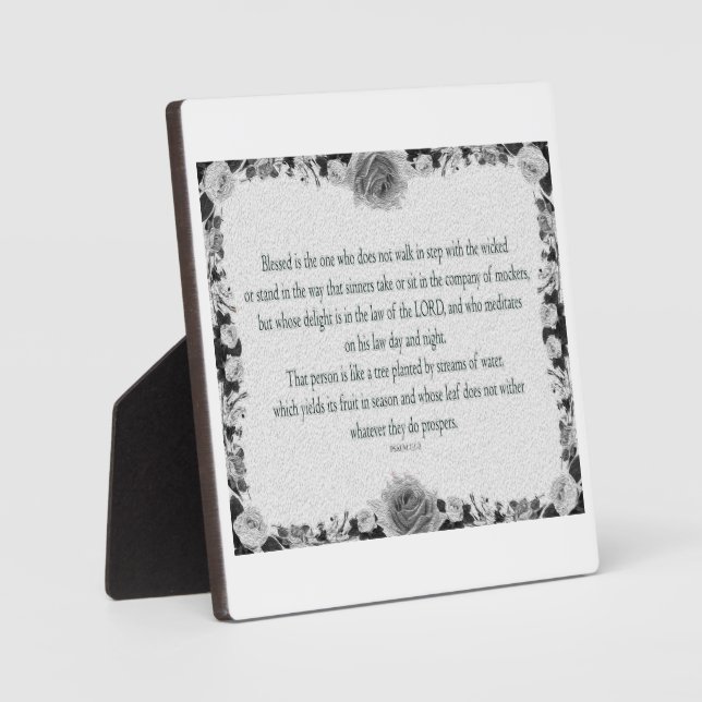 Placa Expositora Psalm 1, no walk step wicked,  Oil Black&White, (Anverso)