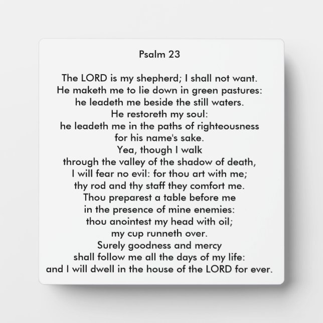 Placa Expositora Psalm 23 Square Tabletop Photo Plaque (Frente)
