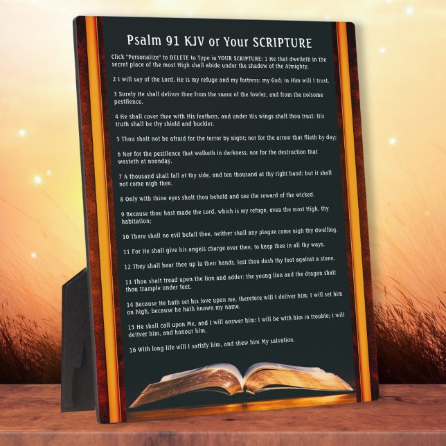 Placa Expositora Psalm 91 gifts or Your Favorite Scripture Plaque, (Psalm 91 prayer personalized for family and friends. Psalm 91 personalised. Psalms 91 plaque, KJV.)